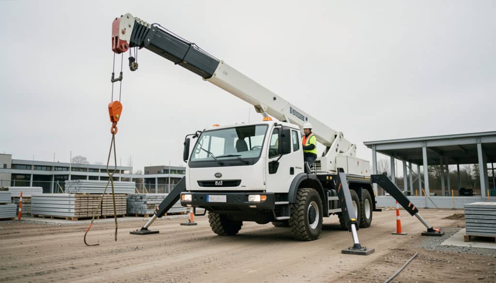 Camion-grue : portée, charge et stabilité sur chantier