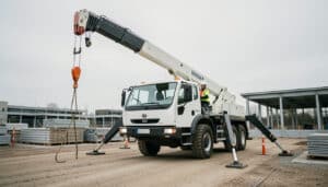 Camion-grue : portée, charge et stabilité sur chantier
